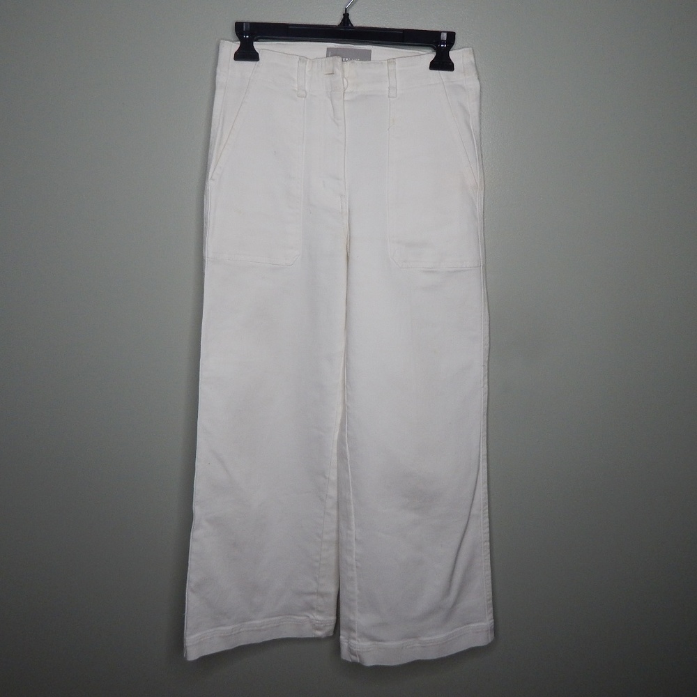 everlane women wide leg crop pants sz 2 white